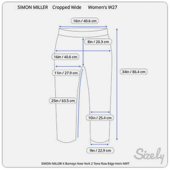 Simon Miller Adams Two Tone Cropped Wide Leg Jeans Womens 27 Indigo Raw Edge Hem - Picture 3 of 3